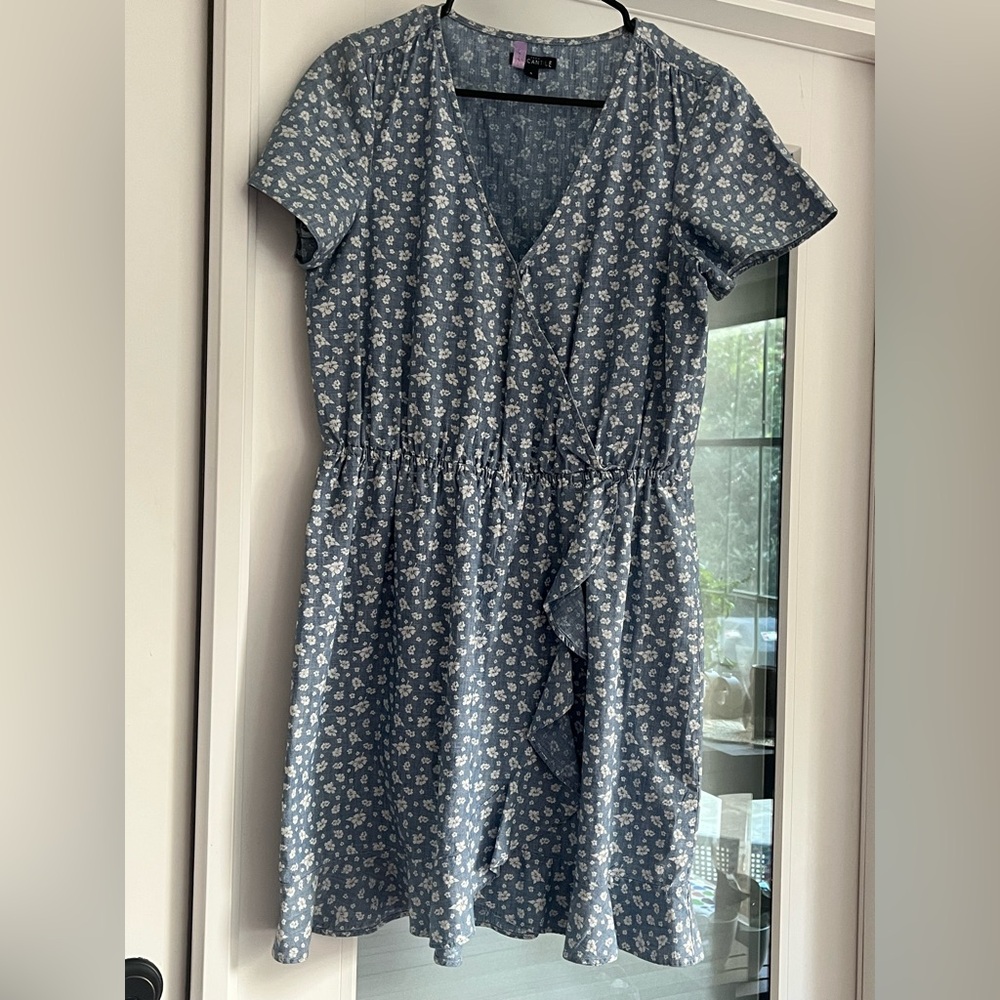 JCrew Blue Floral Wrap Dress